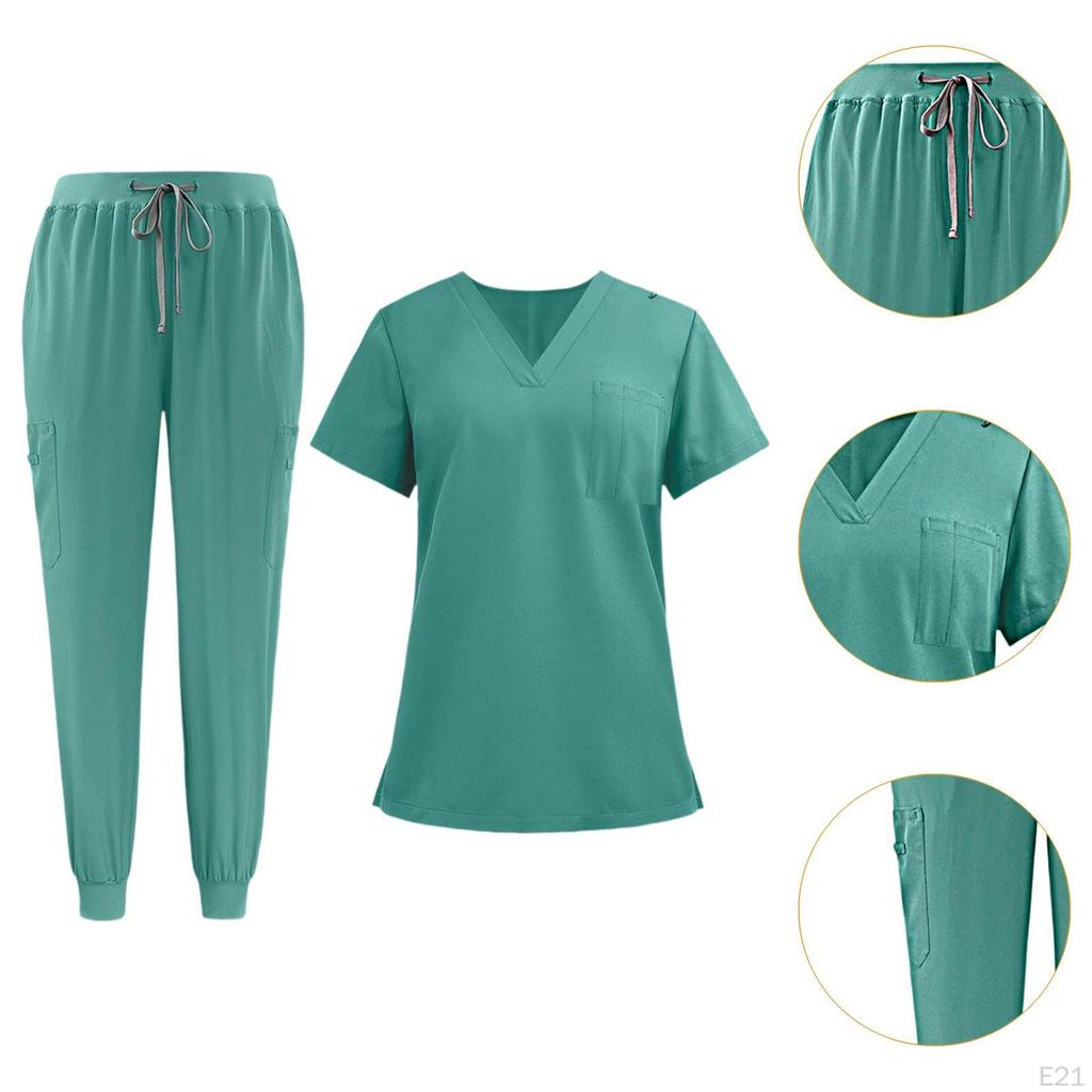 Women Scrub Uniform Set Jogging Cloth Top and Jogger Pants for Yoga Pet Grooming