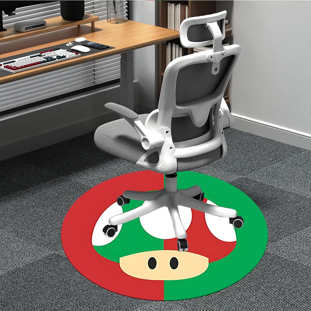

1pcMario Mushroom Icon Office Round Area Rug, Indoor Mat Suitable For Office, Under Office Chairs Bedroom Living Room Home Decor, Room Deco135 80cm by 80cm