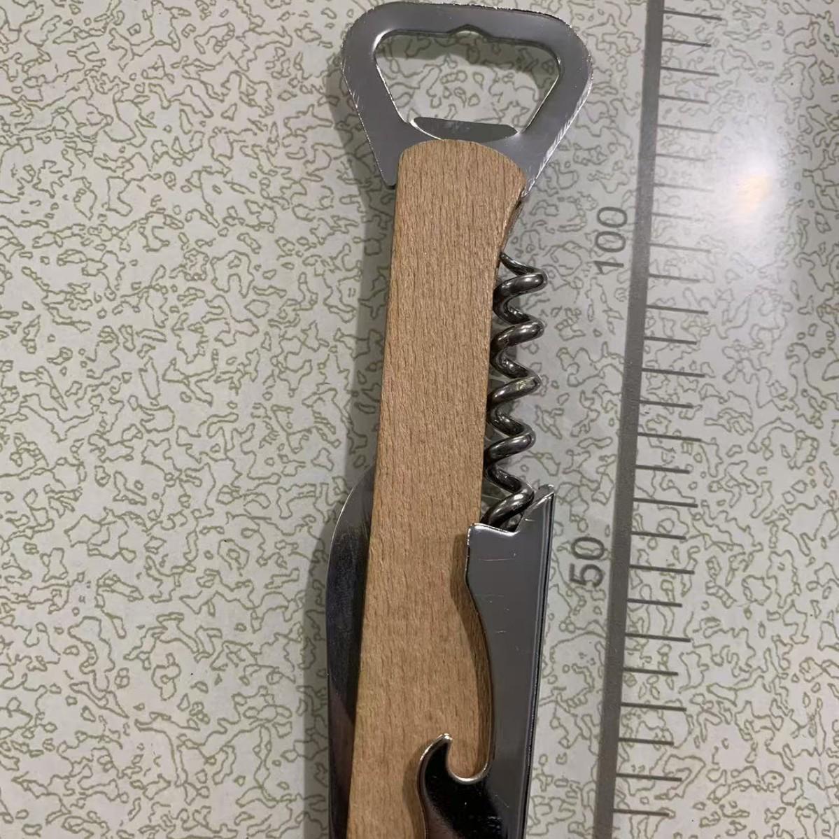 

Customizable Four-in-One Wooden Handle Corkscrew and Beer Bottle Opener Gift