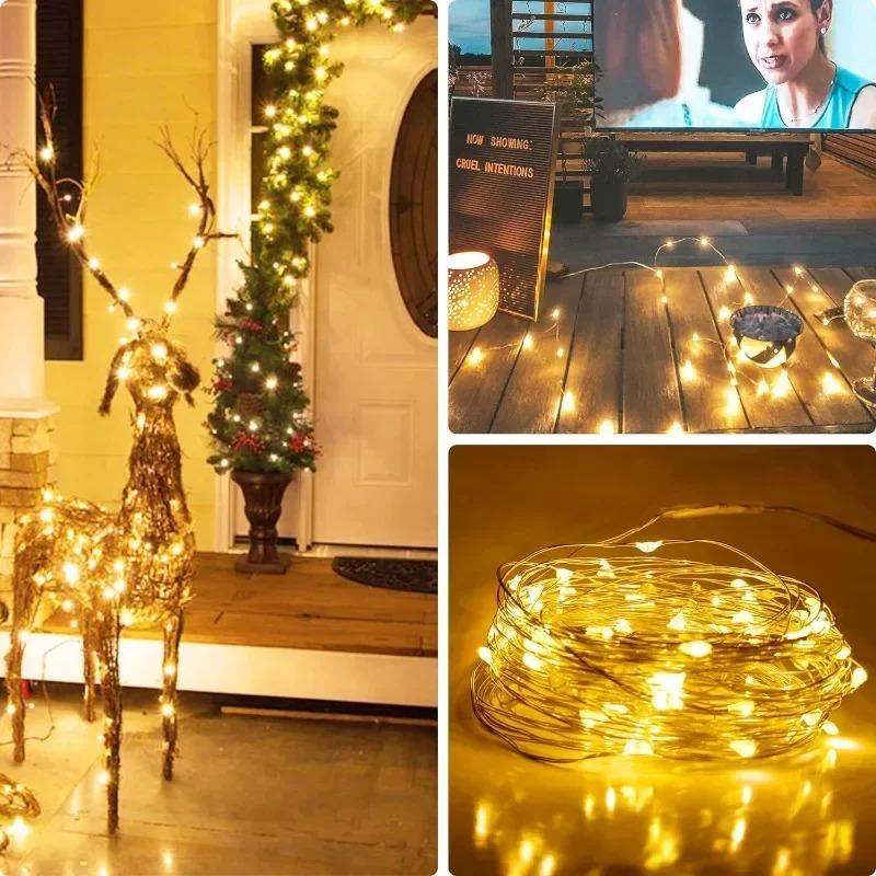 10M/20M Waterproof 8Modes USB Copper Wire LED String Fairy Light With 13Key Remote For Xmas Party Christmas Decoration  Year