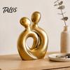 Luxury Resin Craftsmanship for Interior Decoration Abstract Couple Statue, Gold Figurine Home Decor, Modern Table Decorative Piece Housewarming