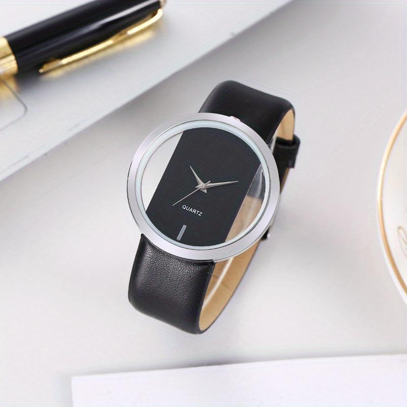 Women's Watch Bracelet Set Fashion Hollow Dial Leather Band Quartz Watches(Without Box)