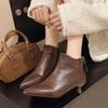 Vintage Solid Pointed Toe Designed Short Boots for Women's Autumn 2026 New Elegnat Versatile Comfortable Slim Heeled Ankle Boots