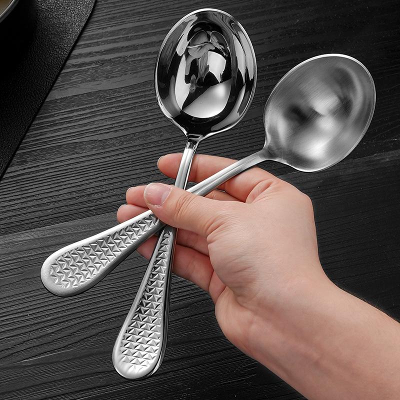 Hammered 304 Stainless Steel Soup Spoons Shell Luxury Mirror Polished Flatware Hot Pot Soup Ladle Home Kitchen Essential Tools