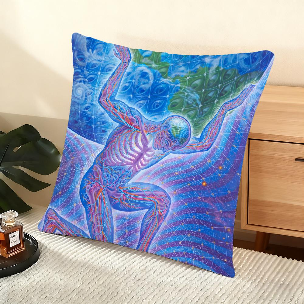 A-Alex G-Grey Trippy Cushion Cover Soft Short Plush Pillow Cover Smooth Cozy Texture Aesthetic Cushion Case Home Decor