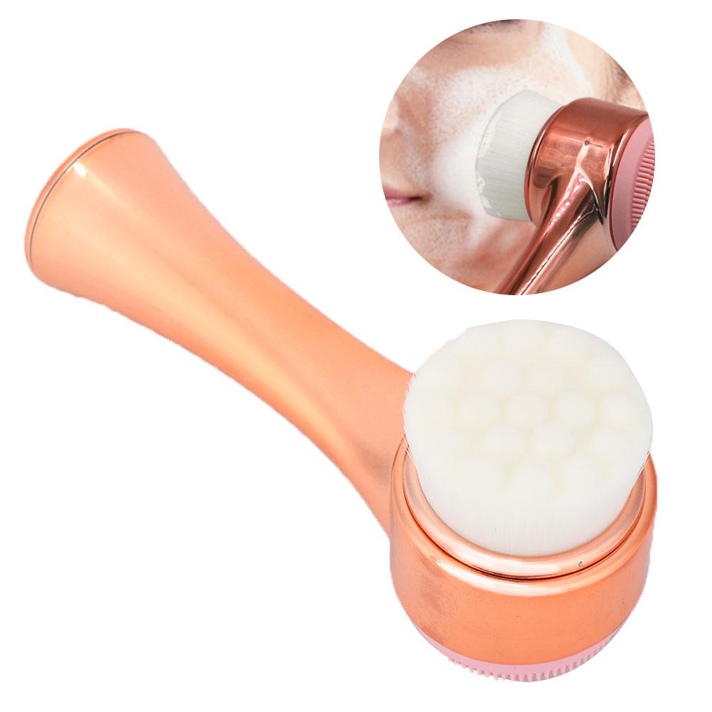 3D Facial Brush Double Sided Face Cleaning Massage Brush Skin Care Tool Rose Gold
