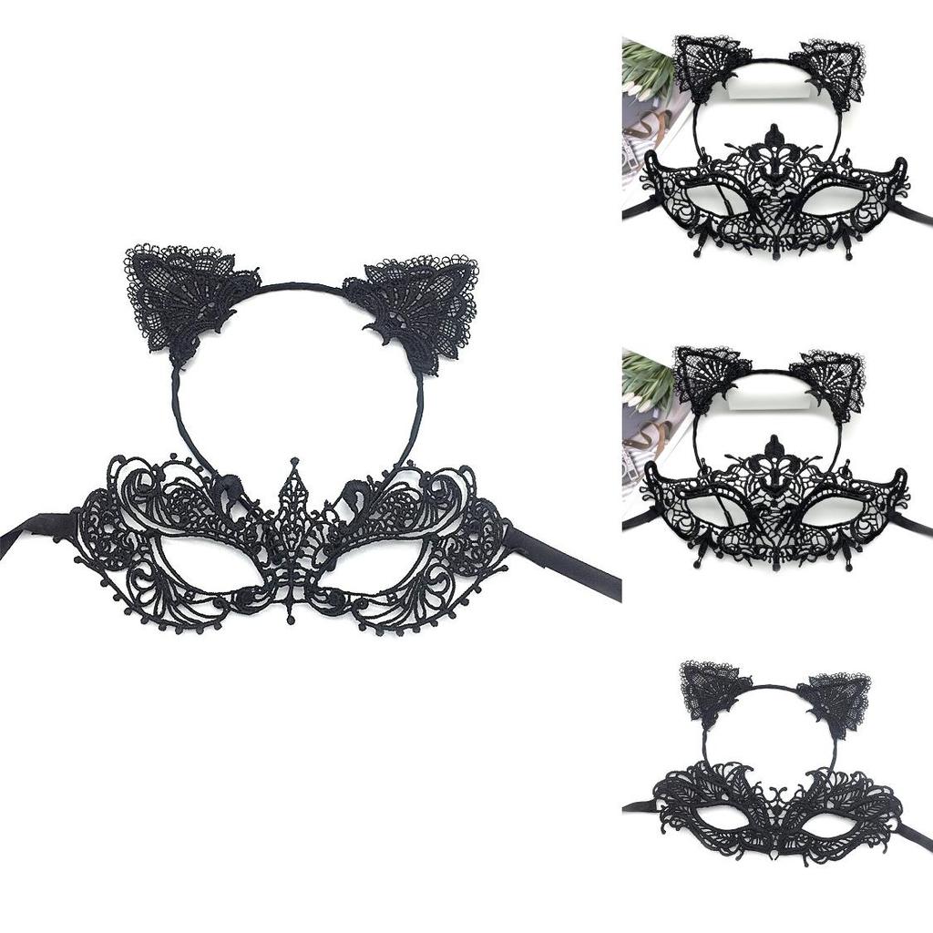 Schwarzes Spitzen-Stirnband Maske für Halloween-Kostümparty mit handgefertigtem Design für Frauen