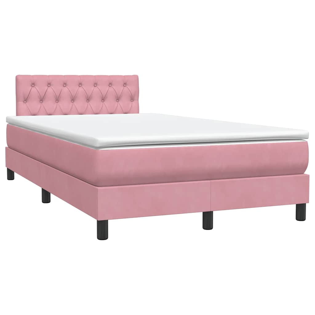 Box Spring Bed with Mattress & LED Lighting Pink 120 X 220 Cm Velvet