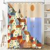 Coastal Shower Curtain Set Waterproof Beach Ocean Landscape Decor Bathroom Fabric