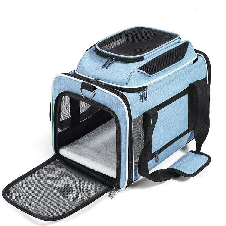 Foldable Pet Carrier Bag for Cats Small Dogs, Breathable Multi-Opening Soft Travel Tote with Padded Base and Safety Leash