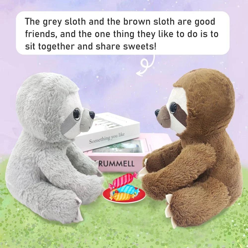 25CM Cuddly Sloth Plush Toy Big Eyes Soft Comfort Throw Pillow Grey Brown Koala Doll for Friends Christmas Birthday Gift