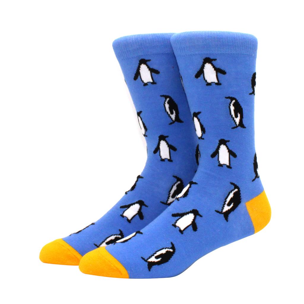 New Hiphop Cotton Men Socks Harajuku Happy Funny Animal Flamingo Penguin Chili Dress Socks for Male Wedding Christmas Gift