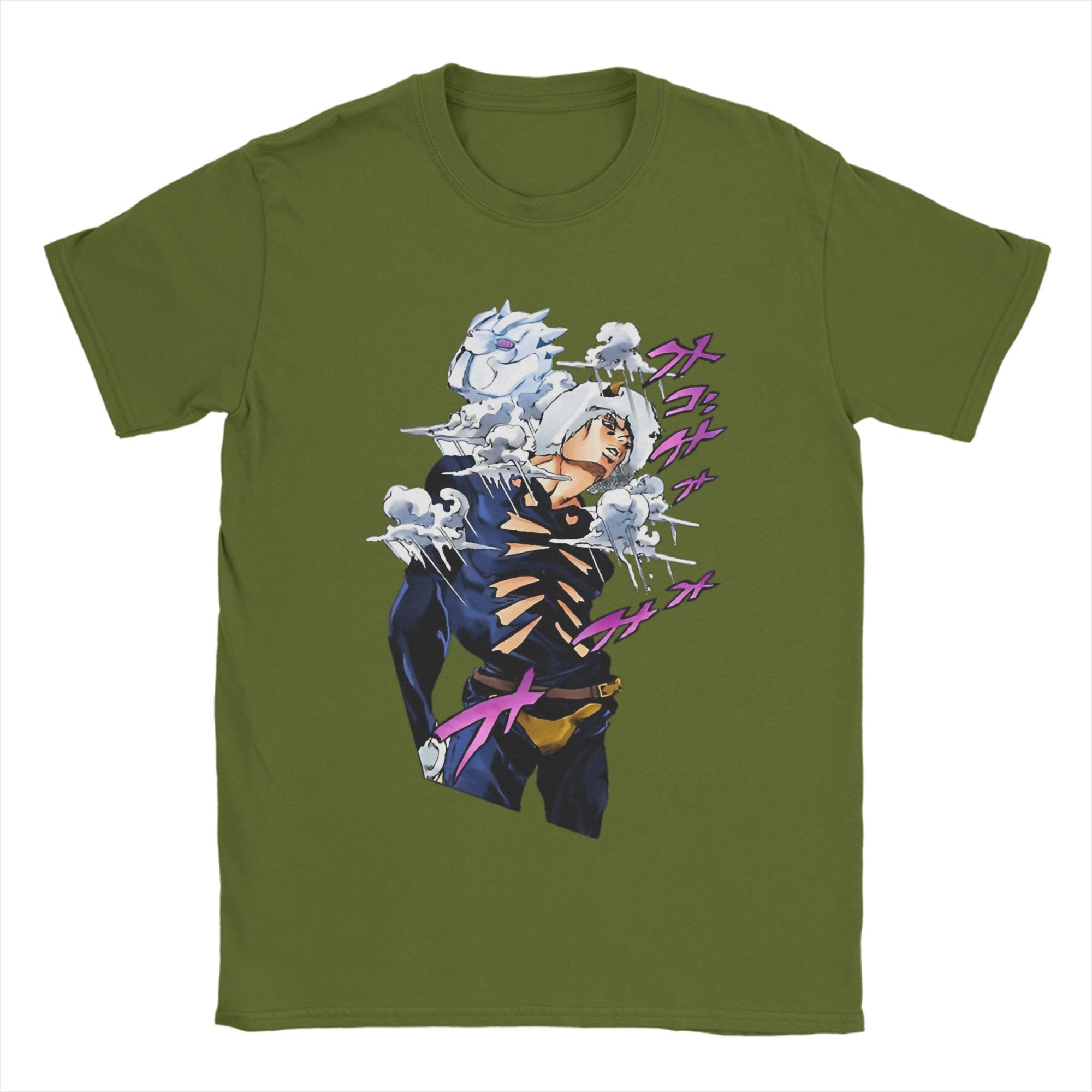 Прогноз погоды Манга J-Jojos аниме Одежда унисекс футболка Чистый хлопок Футболка Графический принт Приключения Аниме Топы футболка S армия зеленый