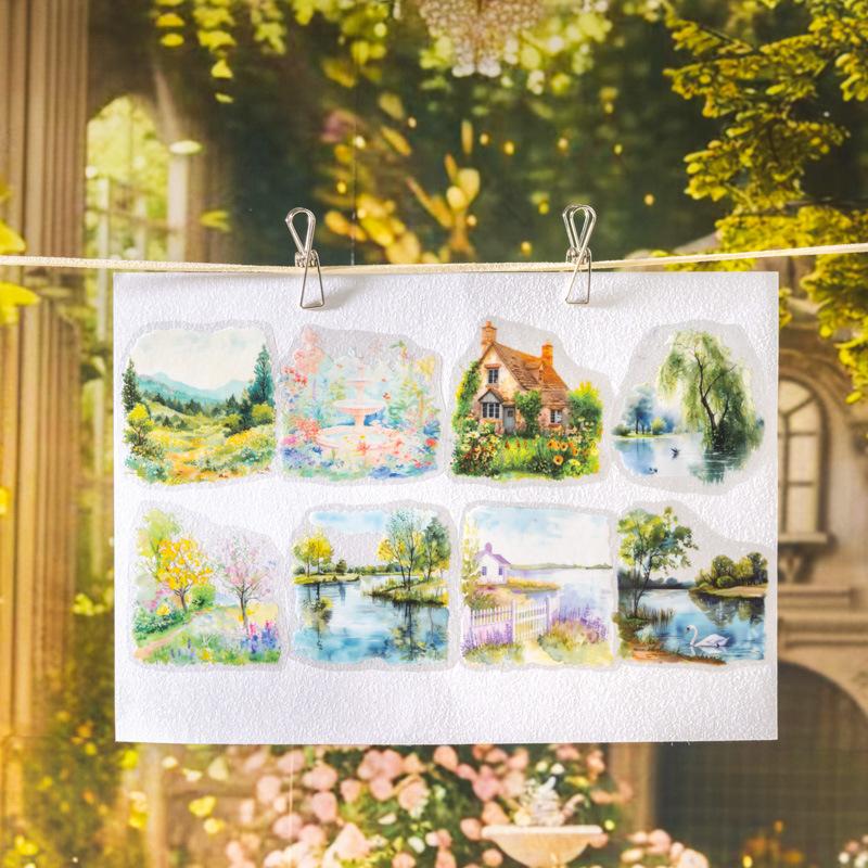 1/60mm*2m Spring garden PET tape decorative landscaping die-cut hand ledger material pasting Aesthetic sticker tag