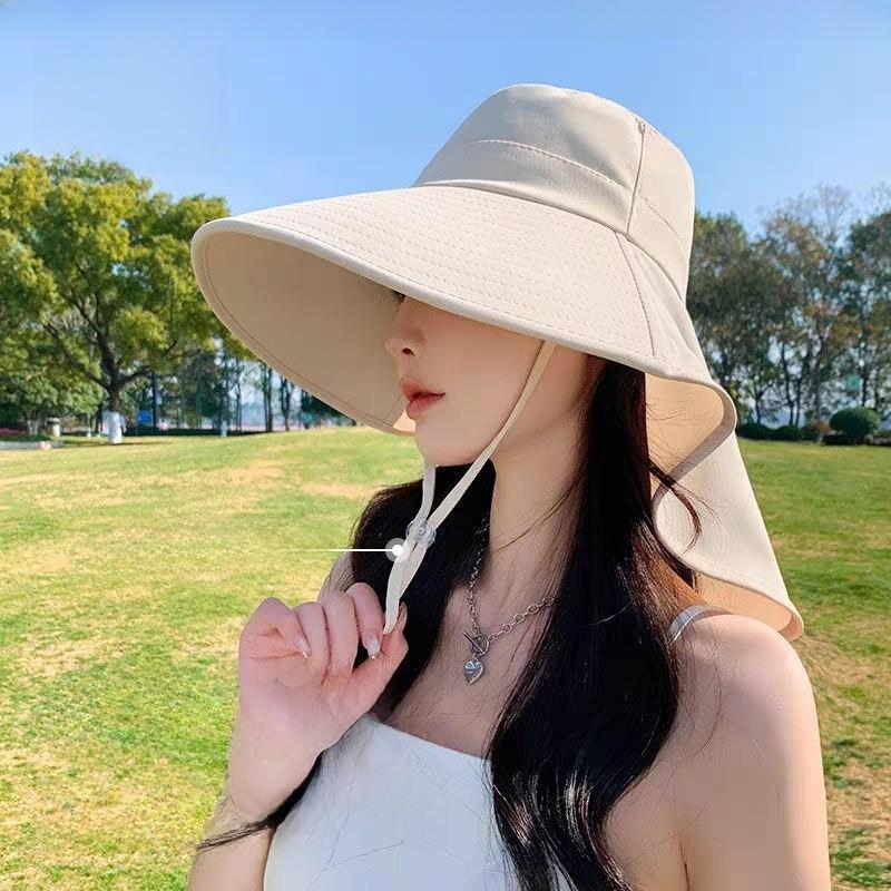 Sun Protection Wide Brim Hat For Women With Breathable Cotton Fabric For Outdoor Hiking Sunshade