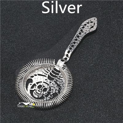 Scorpion Skull Bar Strainer Sprung Cocktail Strainer Stainless Steel Deluxe Strainer Barware серебряный