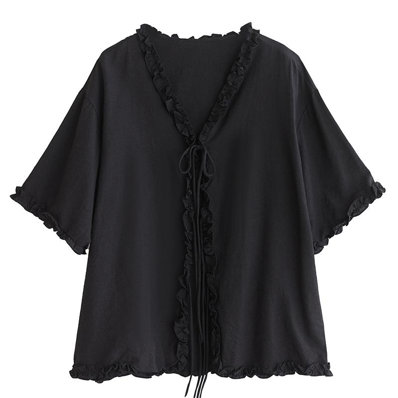 DIMANAF 2025 Summer Women Plus Size Basic Blouse Vintage Casual T-Shirt Solid Loose Tops Tees Oversized New