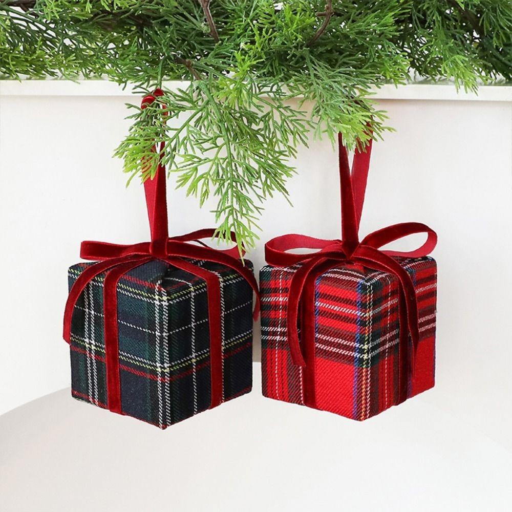 Plaid Pattern Christmas Tree Ornament Hanging Hanging Christmas Ornament Holiday Scene Decor