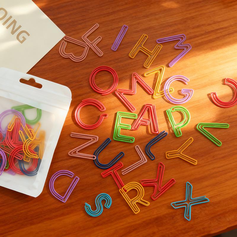 Colorful 26-Piece Letter Paperclip & Bookmark Set - Office & Planner Supplies