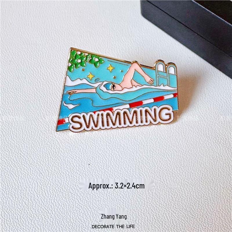 Multi-Sport Emblem Pin: Football, Basketball, Badminton, Tennis, Baseball, Billiards, Table Tennis, Volleyball Brooch