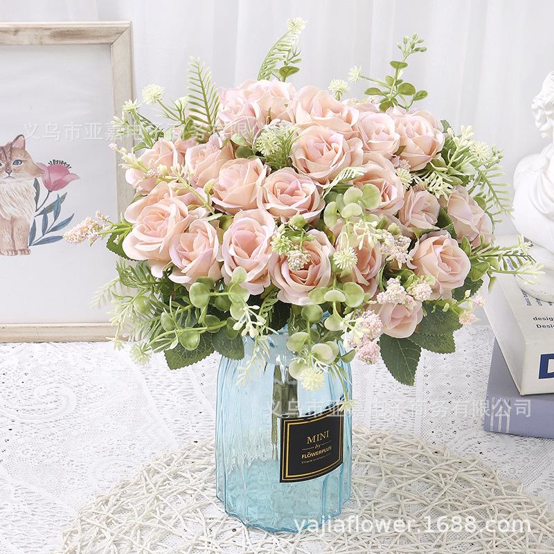 Rose Artificial Flowers Bouquet 7Heads Fake Flowers for Home Room Decor Garden Wedding Decoration Party Table DIY Vase Ornaments