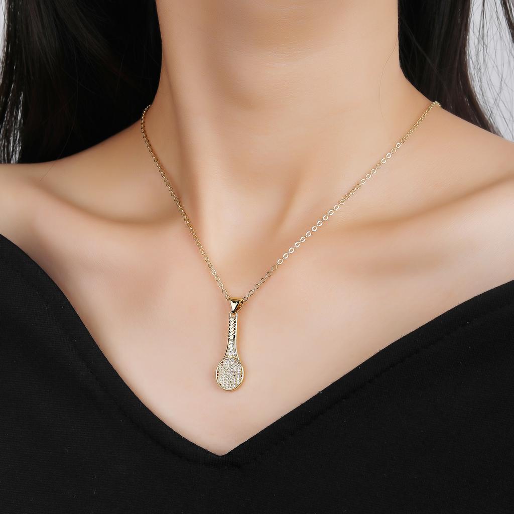 Fashion Baseball Tennis Racket Boxing Gloves Zircon Pendant Necklace for Men Women Sports Party Jewelry Birthday Gift