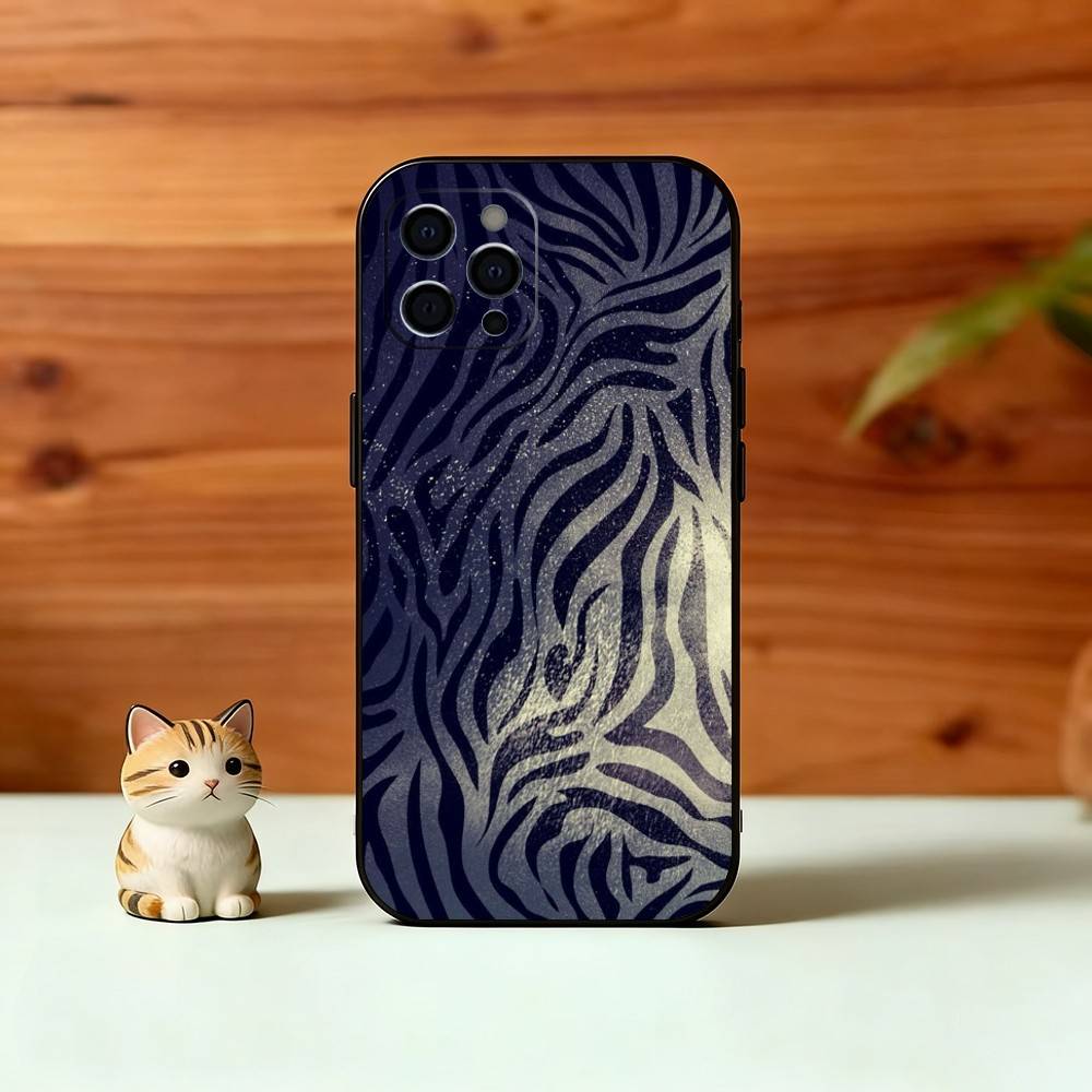 p-Zebra Print Phone Case For iPhone 17,16,15,14,13,12,11 Plus,Pro Max,XS,Soft Silicone Black Cover