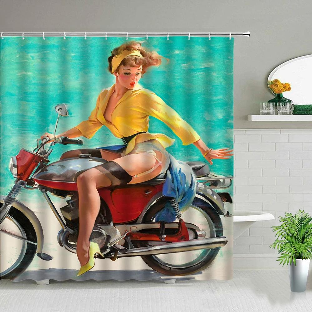 Sexy Woman Buttocks Printing Shower Curtains Sunlight Beach Girl Landscape Bathroom Decor Fabric Washable Bath Screen With Hooks