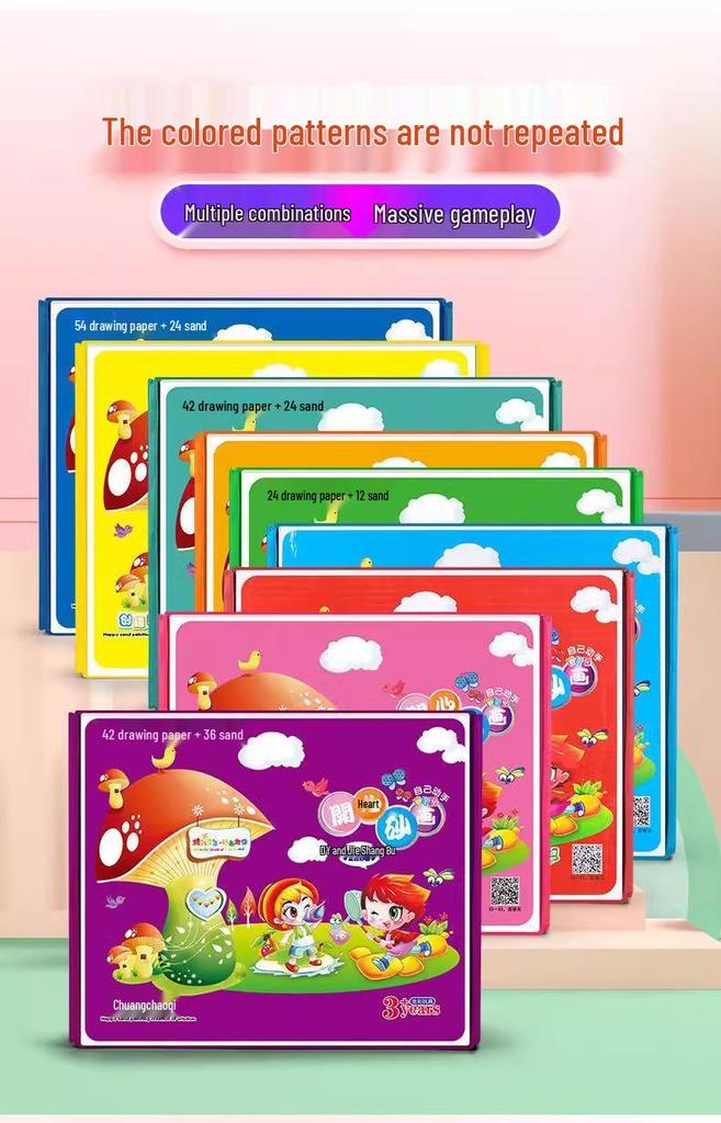 Children's DIY Sand Painting Art Kit - Scratch and Color Educational Craft Set for Boys and Girls