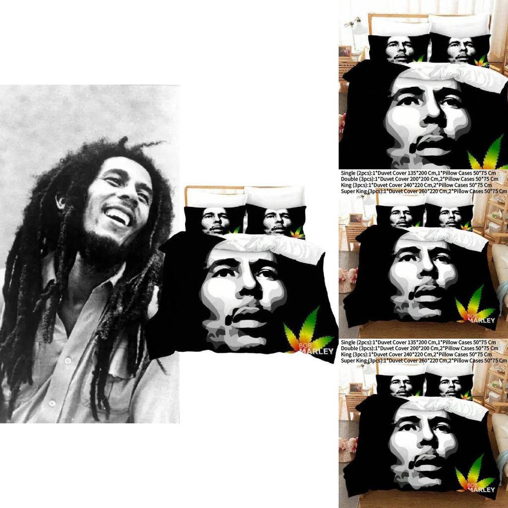 Set Biancheria da Letto Bob Marley con Stampa Digitale 3D Moderno Minimalista per Arredamento Casa