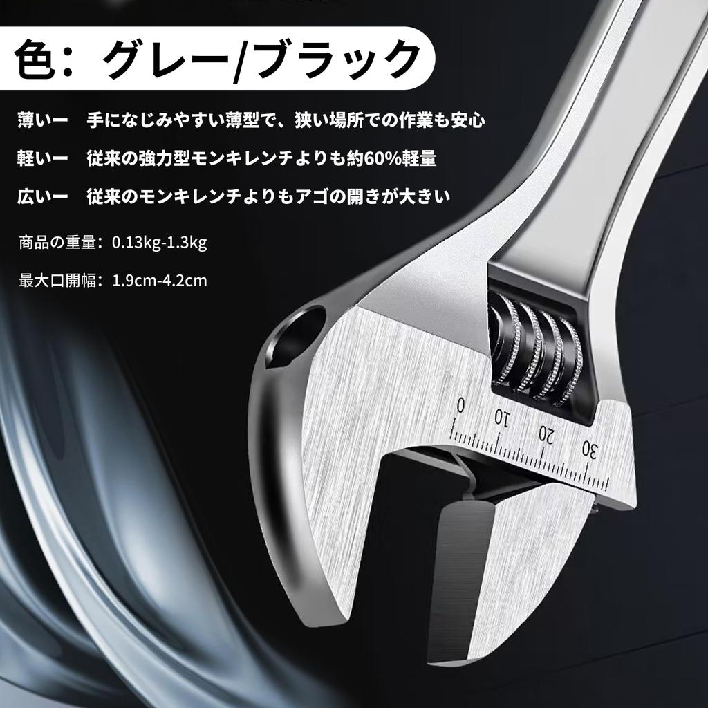 Adjustable Spanner Wide for Faucet Work and Wrench Set Wrench, Wrench, [Lightweight, Opening, Palm-Sized] Large-Opening Repairs, Black,