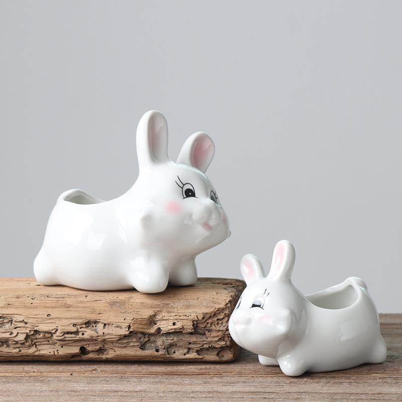 Japanese-Style Groceries New Gardening Flower Pots, Creative Office Desktop Potted Plants White Succulent Flower Pots Ceramic