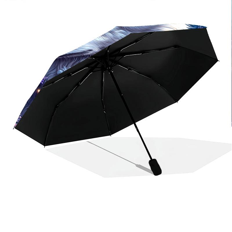 1 PC Automatic Folding Umbrella - Wolf In Moonlit Pattern, Portable & Foldable Design with 8 Ribs, Christmas Birthday Gifts