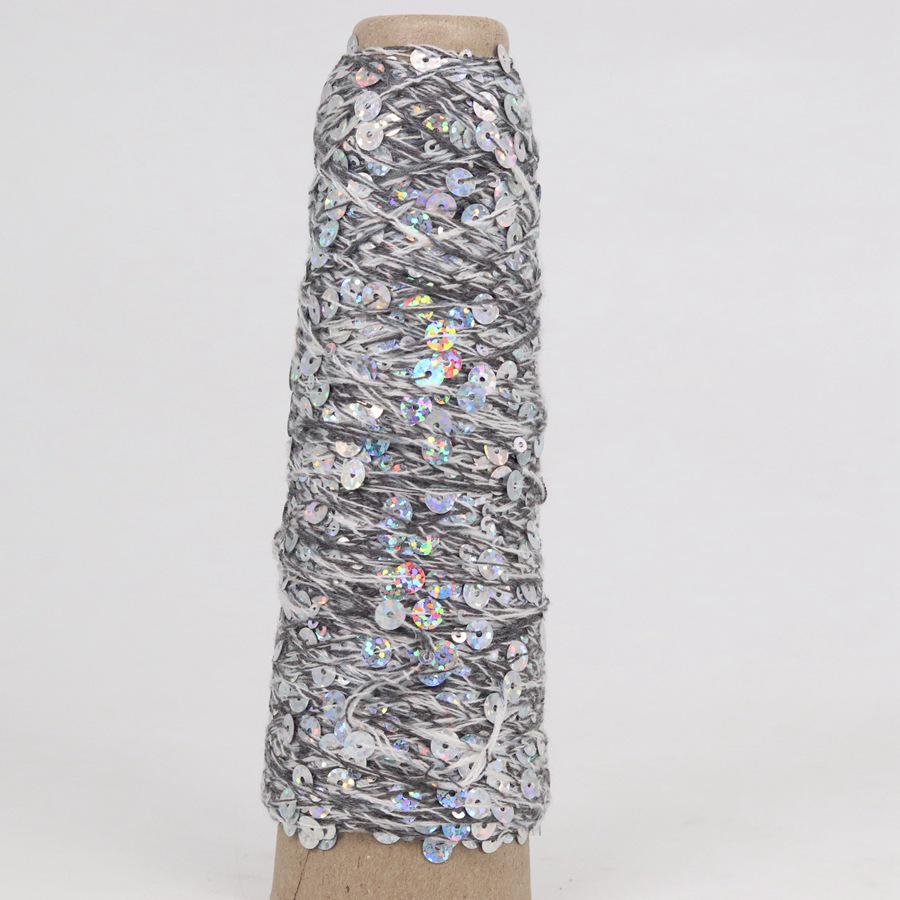 Hand-Knitted Bright Cotton Yarn with Sequins, 3MM+6MM, Combed and Fancy