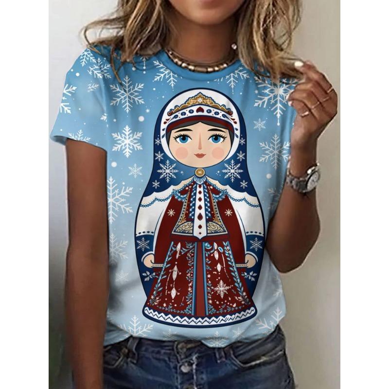 3D Print Women Round Neck Short Sleeve T Shirt Tees Harajuku Y2K Top Female Clothing