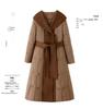 Extra Long Over-the-Knee Down and Wool Coat with Belt and Large Lapel for Autumn & Winter YJ1393
