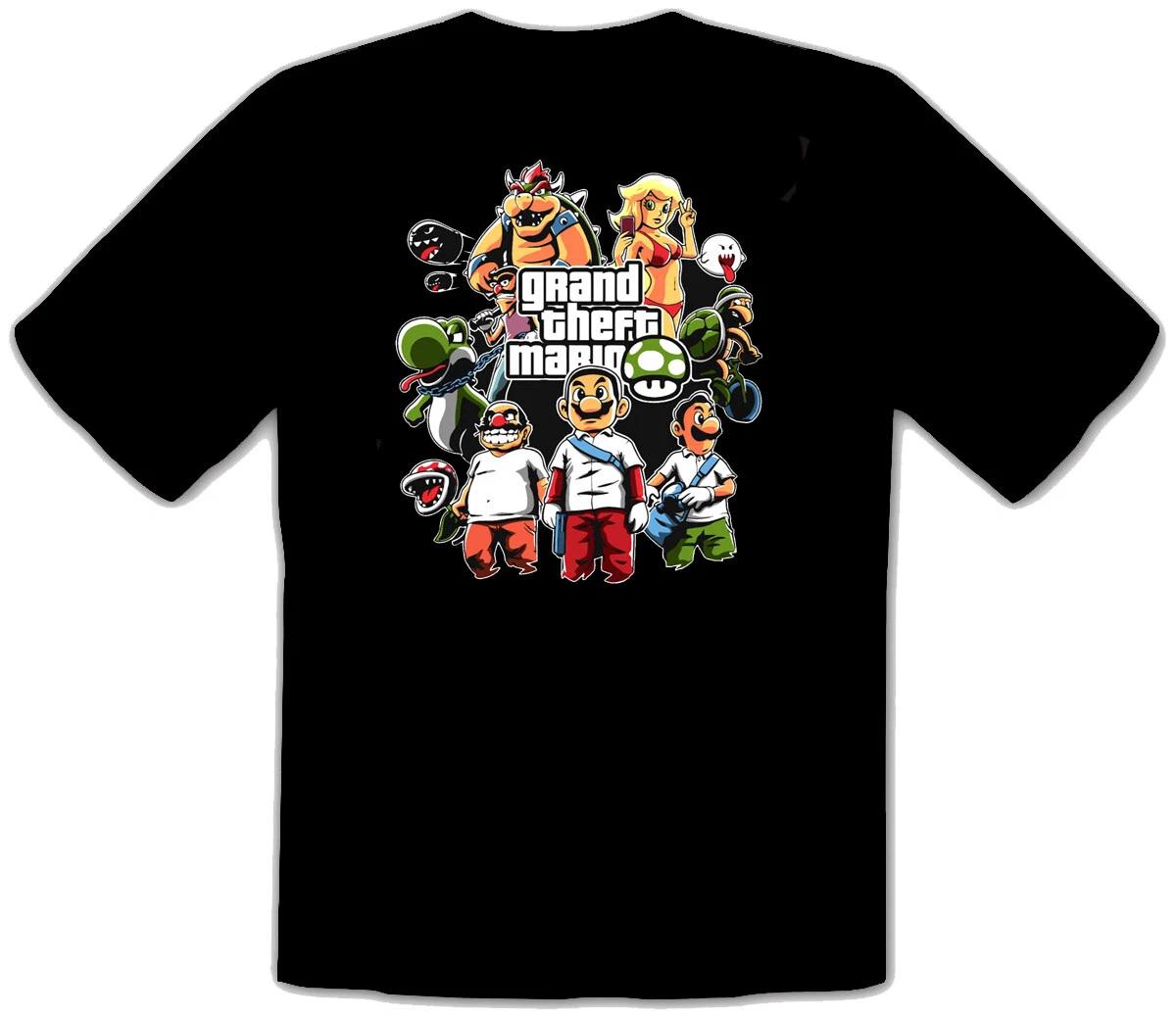 Mario s Gang Gamer Super Nintendo GTA BLACK T-Shirt -181- 4XL