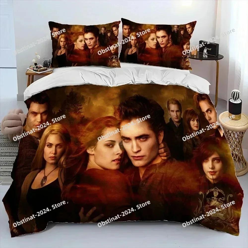 3D Biss zum Morgengrauen HD Bettwäsche Set Druck einzelne Decke Steppdecke Bettbezug Bettwäschebezug Kissenbezug 3-teiliges Set Kinder Erwachsene Größe