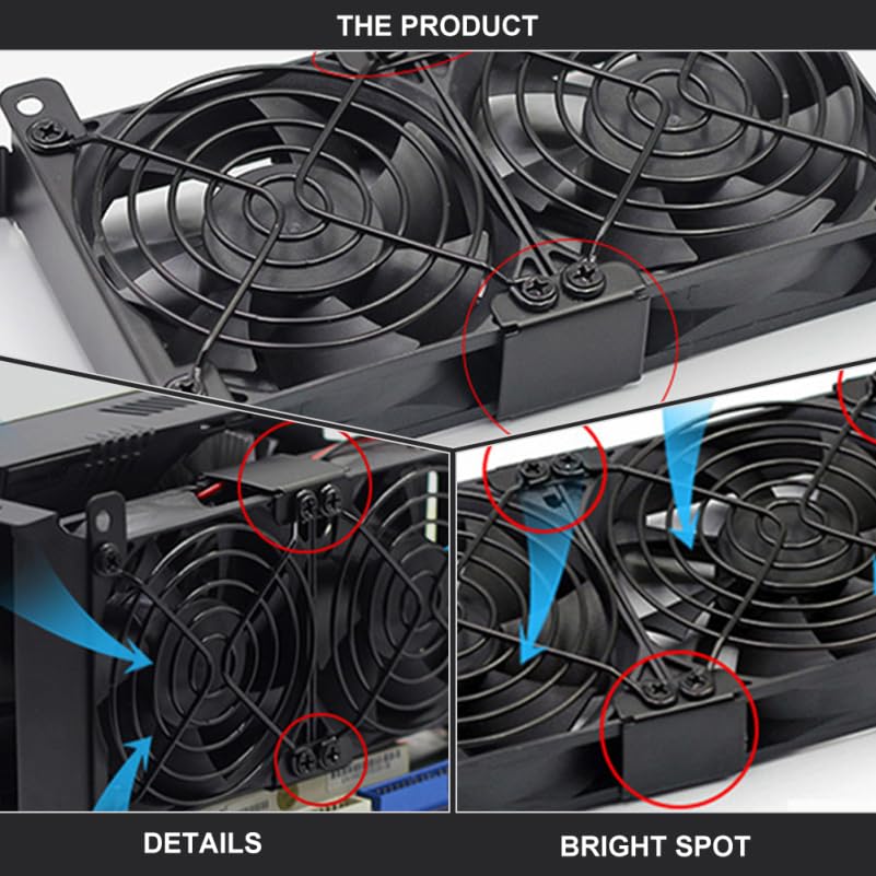 HOMSFOU Cooling Fan Mounting Buckles for PC Graphics Card Fan Improved Cooling Computer Accessories 4-Pack 12-14cm Fans, Brackets, Efficiency,