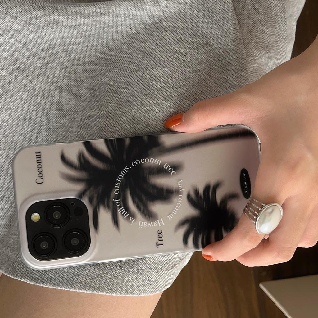 For iPhone 15 Pro Case Coconut Tree Pattern IMD TPU Phone Cover