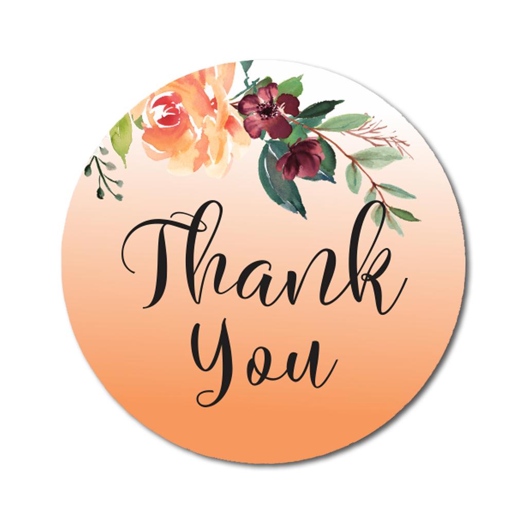 Darling Souvenir Personalized Floral Border Elegant 1.6 Inches Round Thank You Stickers DIY-45