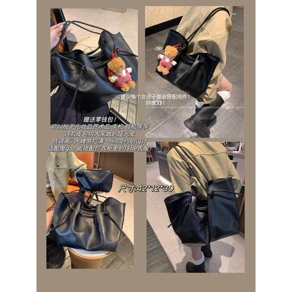 Premium Sense Retro Strap Tote Bag Women's 2025 Autumn and Winter Large Capacity PU Leather Shoulder Bag Fashion Handbag Bag