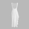 2026 Summer New French White Sexy Pleated Split-ended Long Dress Tight Niche Temperament Hip-wrapped Dress