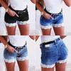 Women Casual Slim Denim Shorts Stretch Jeans with Lace Stitching Regular Fit Ladies Shorts