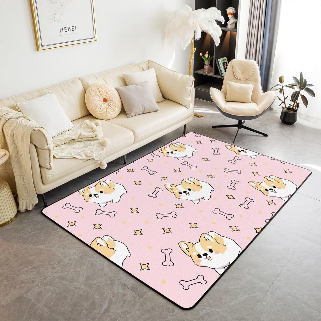 Cute Cat Area Rug,Cartoon Kitty Pet Animals Decor Non Shedding Rug for Kids Teen Adults,Starry Galaxy Decorative Carpet for