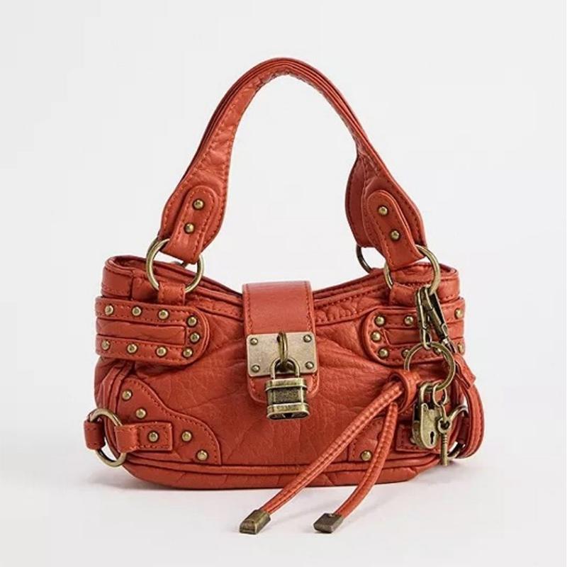 Vintage Rivet Handbag Fashi Brand Highend Y2k Style Motorcycle Bag Leopard Print High-quality Pu Shoulder Crossbody Bag Wallet