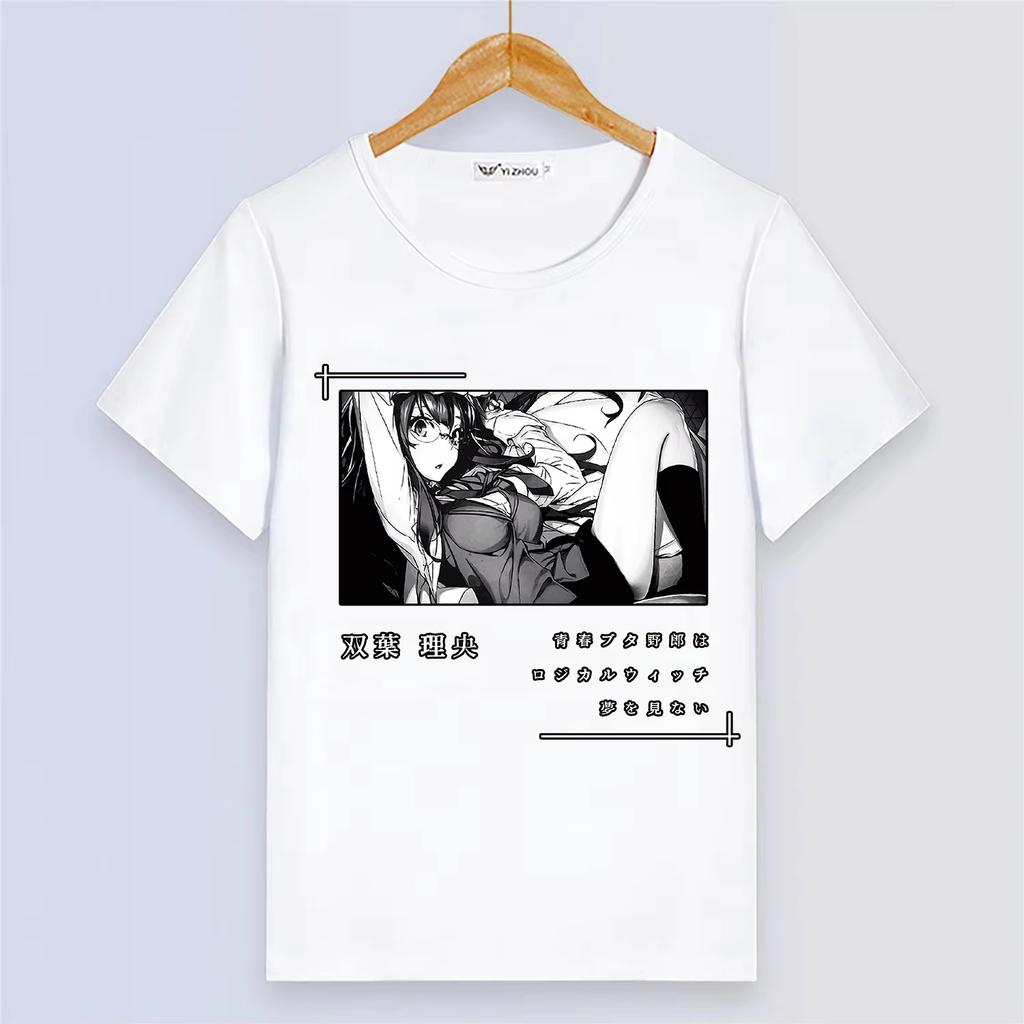 Anime Rascal Does Not Dream of Bunny Girl Senpai Summer Short Sleeve Cartoon Print Girls White Modal Women And Men T-Shirt