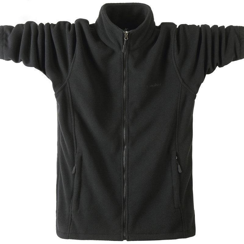 Stand Collar Jacket Men's Large Size Spring and Autumn Cardigan Jacket for Young, Middle-aged and Elderly Double-sided Polar Fleece Fleece Jacket