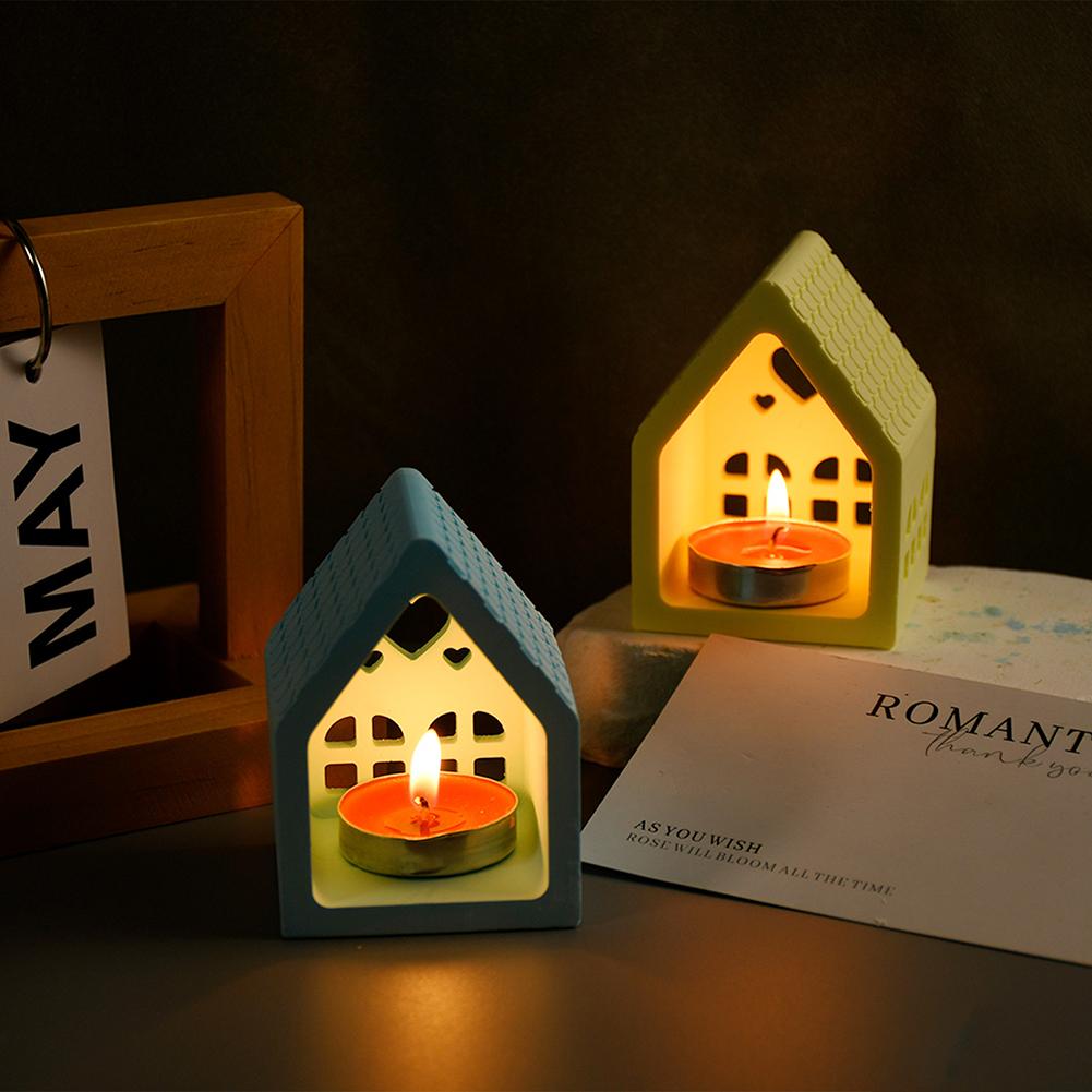 Chrsitmas House Shaped Candle Holder 3D Silicone Moulds Xmas Ornament Reusable Handicraft Mold Candlestick Table Decorations