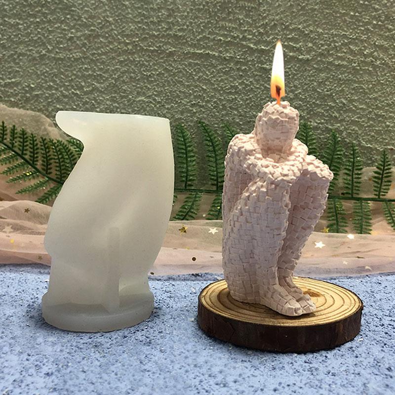 DIY Abstract Thinker Statue Silicone Candle Mold Human Body Portrait Handmade Epoxy Resin Mould for Home Decor